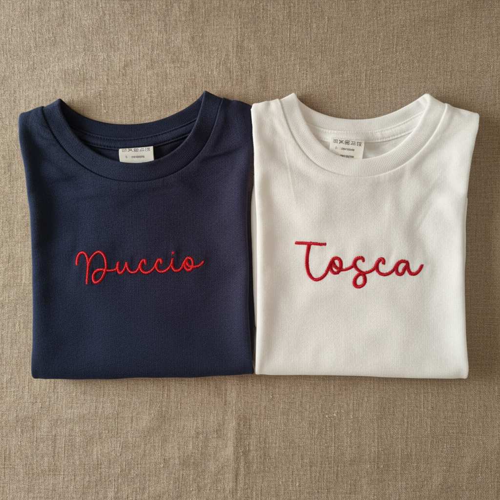 T-Shirt o body personalizzata con ricamo nome o frase